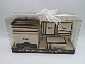 2006 Insights Tea Accessories Tea Bag Caddy Sweetener Server 2 Tea Bag Trays VTG